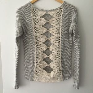 Grey and White with Lace Sweater